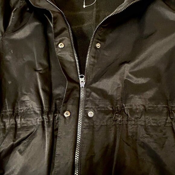 Eileen Fisher Women's Size M Black Fleece Lined Adjustable Waist Collared Coat - Picture 13 of 16